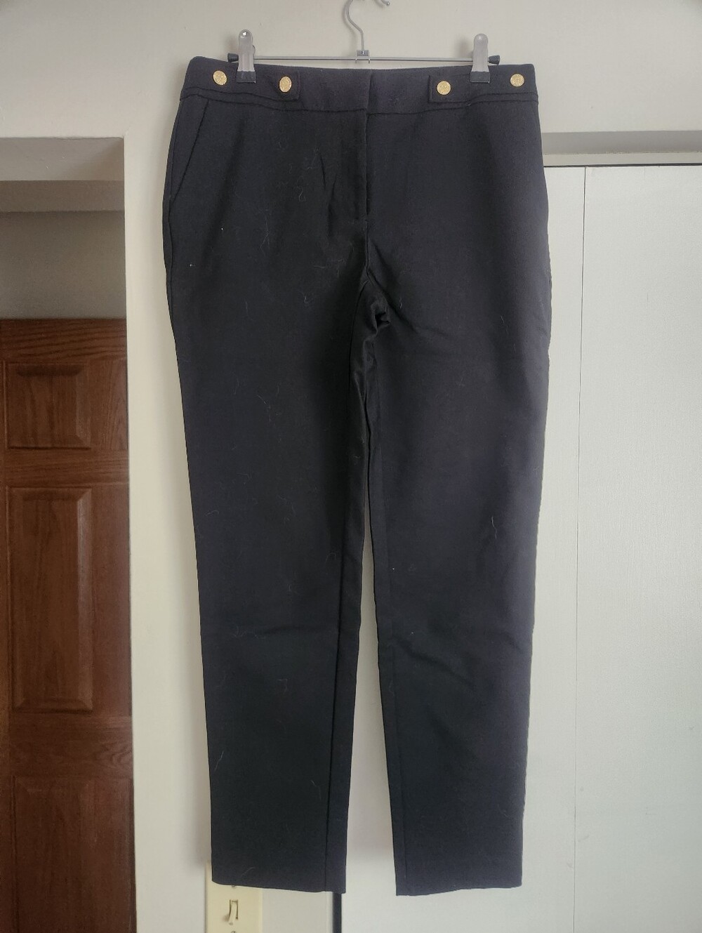 Anne Klein Black Women's Dress Pants with Gold Button Trim